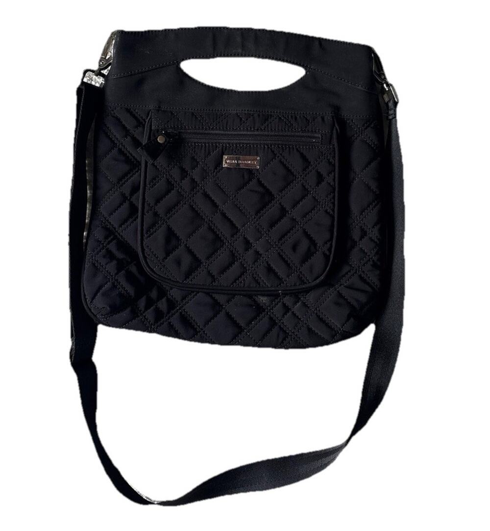 Vera Bradley Black Quilted Microfiber Zebra Interior Bag Purse Magnetic Handle
